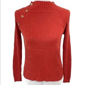 J. Jill Rust Red Ribbed Boatneck Top SM Petite